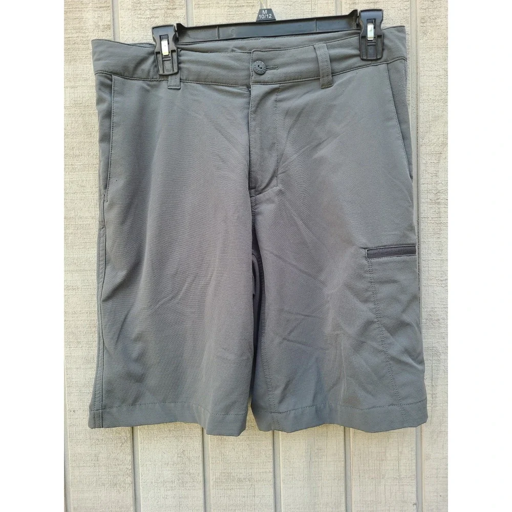 The North Face Men's 32 Stretch Hiking Shorts Gray Green Polyester Outdoor